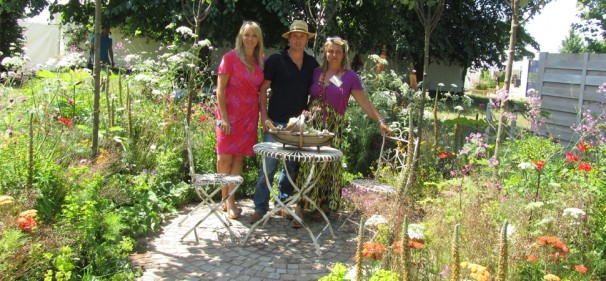 EGS Alumni Vicky Truman, Liz Rentzsch, Marcus Foster and their silver medal garden at Hampton Court Show 2013