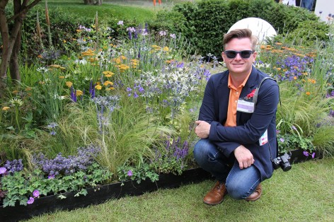 Congratulations to English Gardening School Graduate Freddie Whyte, here with his  RHS Silver medal award winning garden at Hampton Court 2014.